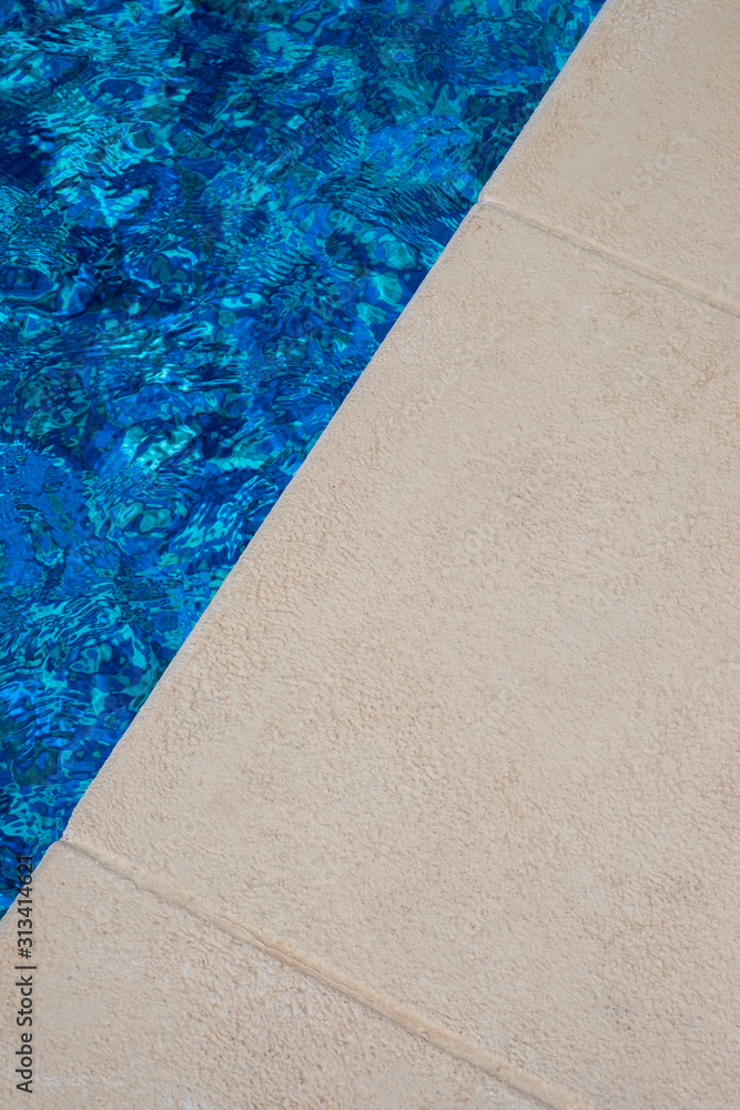 swimming pool side, top view