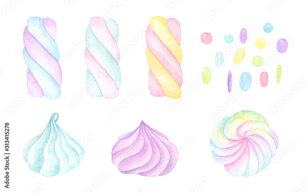 Watercolor Cute Sweets Set