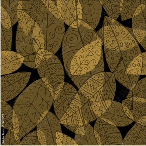 Autumn leaves seamless pattern background.