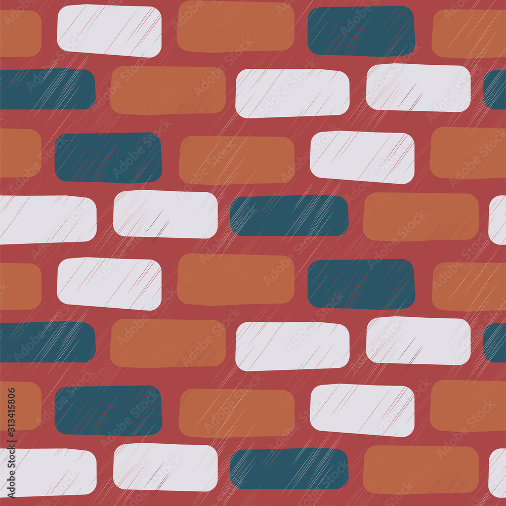 Scratched brick wall seamless vector pattern background. Scratched brick wall seamless vector pattern background.