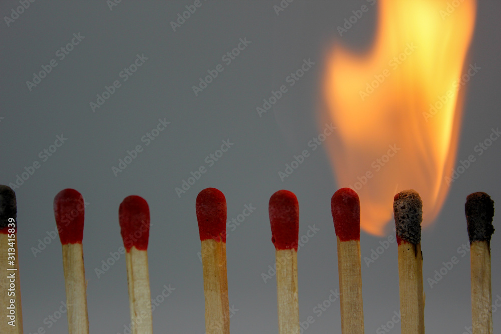 matches on black background