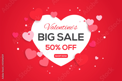 Valentine's day sale background with hearts pattern. Vector illustration. Use for wallpaper, flyers, invitations, posters, brochures, banners.