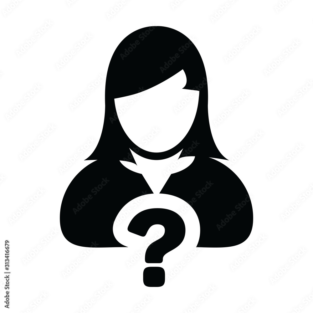 Ask Icon Vector Question Mark With Female User Person Profile Avatar ask-icon-vector-question-mark-with-female-user-person-profile-avatar