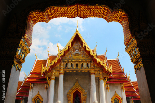 The beautiful ordination hall of Thai temple © Wootipong