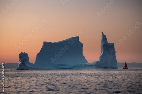 Beautiful landscape with large icebergs 