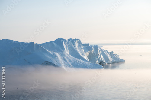 Beautiful landscape with large icebergs 