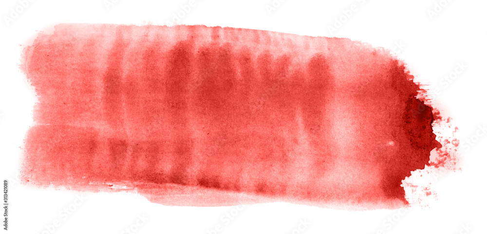 Abstract watercolor background hand-drawn on paper. Volumetric smoke elements. Red color. For design, web, card, text, decoration, surfaces.
