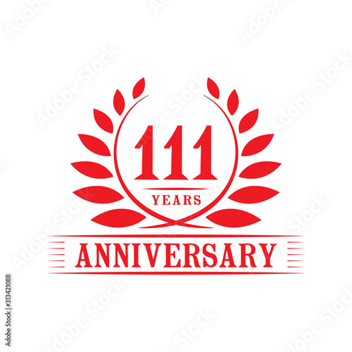 111 years logo design template. One hundred eleventh anniversary vector and illustration.