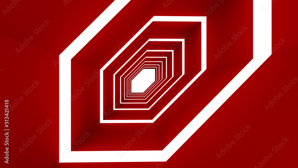 3d render of abstract hexagon shape in tunnel background 3d render of abstract hexagon shape in tunnel background