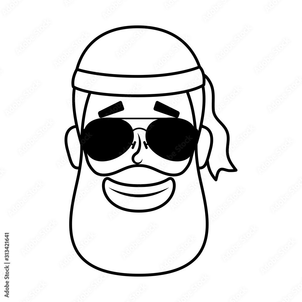 motorcyclist man with beard and sunglasses head motorcyclist man with beard and sunglasses head