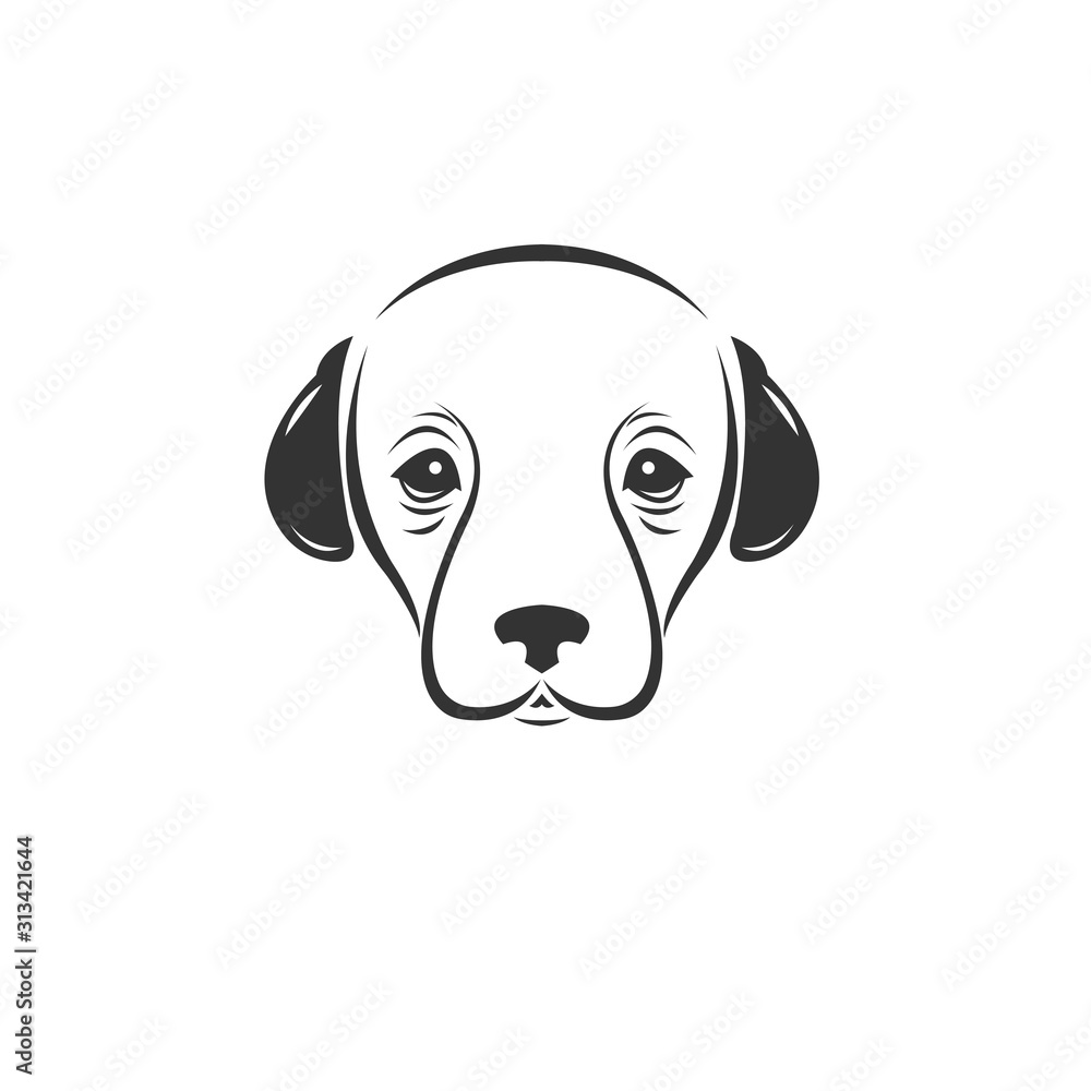 Vector image of an Dog black and white. design style. animal. art. symbol. logo. Illustrator. on white background. Mammals