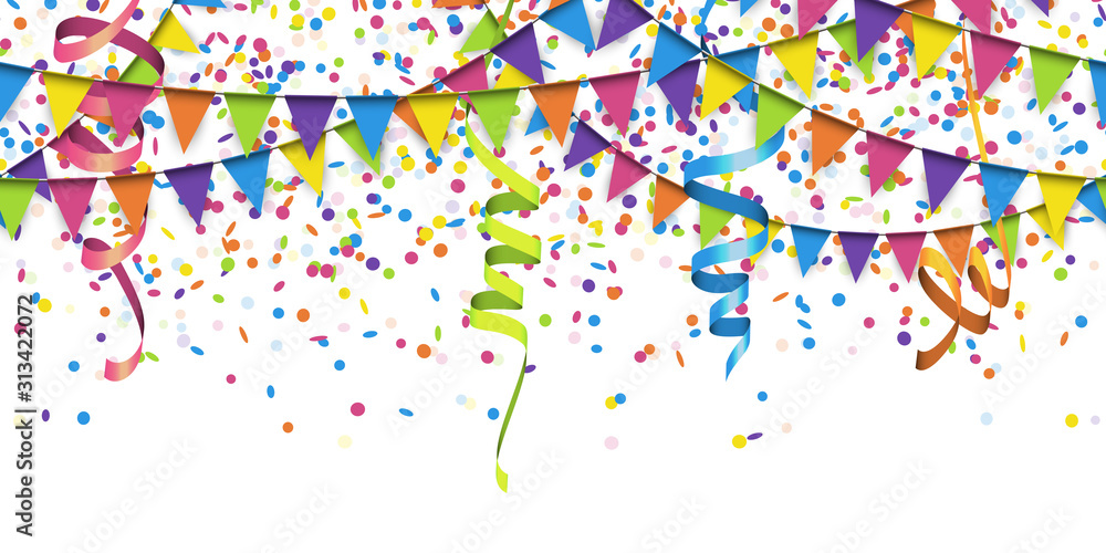 Fototapeta premium seamless colored garlands, confetti and streamers background