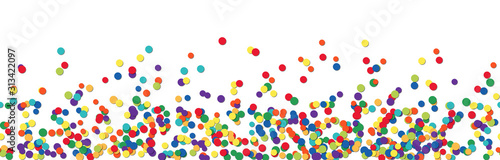 colored confetti on lower border with free space for text