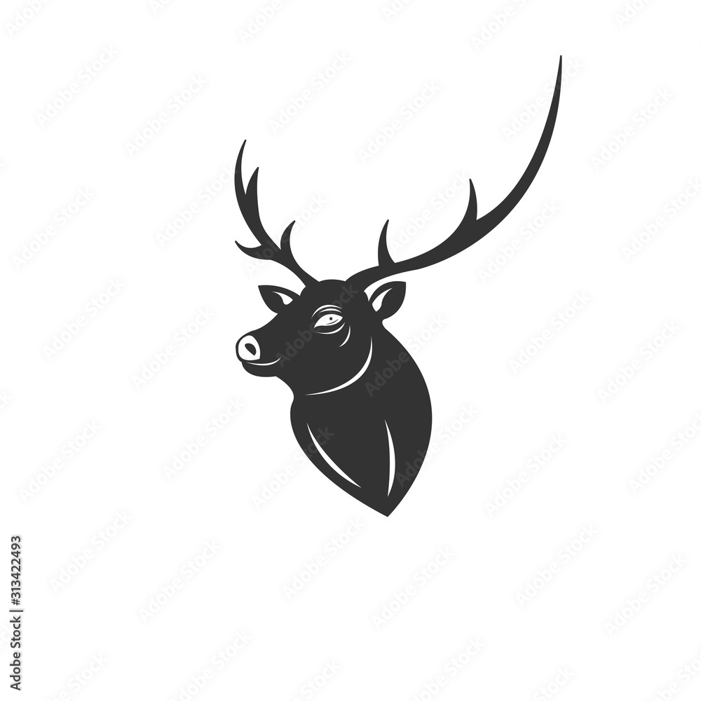 Vector image of an Deer black and white. design style. animal. art. symbol. logo. Illustrator. on white background. Mammals Vector image of an Deer black and white. design style. animal. art. symbol. logo. Illustrator. on white background. Mammals