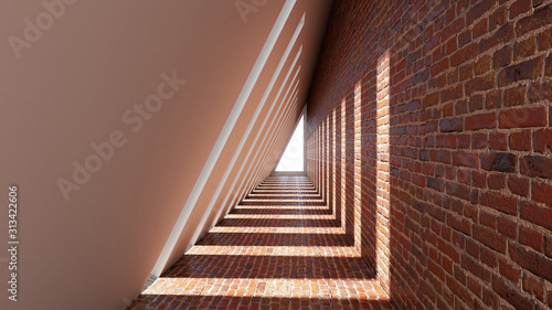 Fototapeta Naklejka Na Ścianę i Meble -  3d render of abstract triangle shape in tunnel background