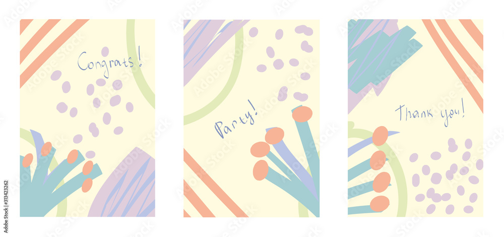 Fototapeta premium Modern abstract bright floral background with hand drawn texture.