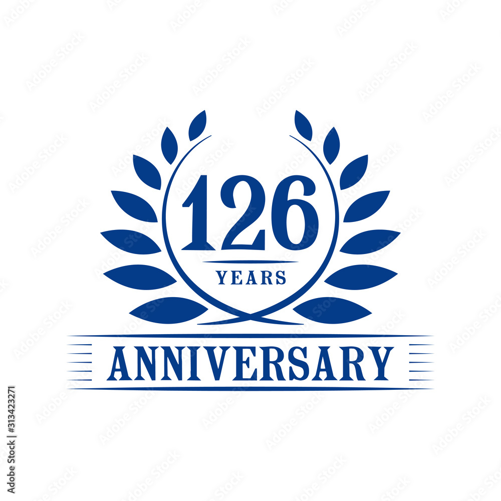 126 years logo design template. One hundred twenty sixth anniversary vector and illustration. 126 years logo design template. One hundred twenty sixth anniversary vector and illustration.