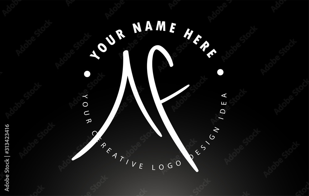 Obraz premium AF Handwritten Letters Logo Design with Circular Letter Pattern. Creative Handwritten Signature Logo Icon