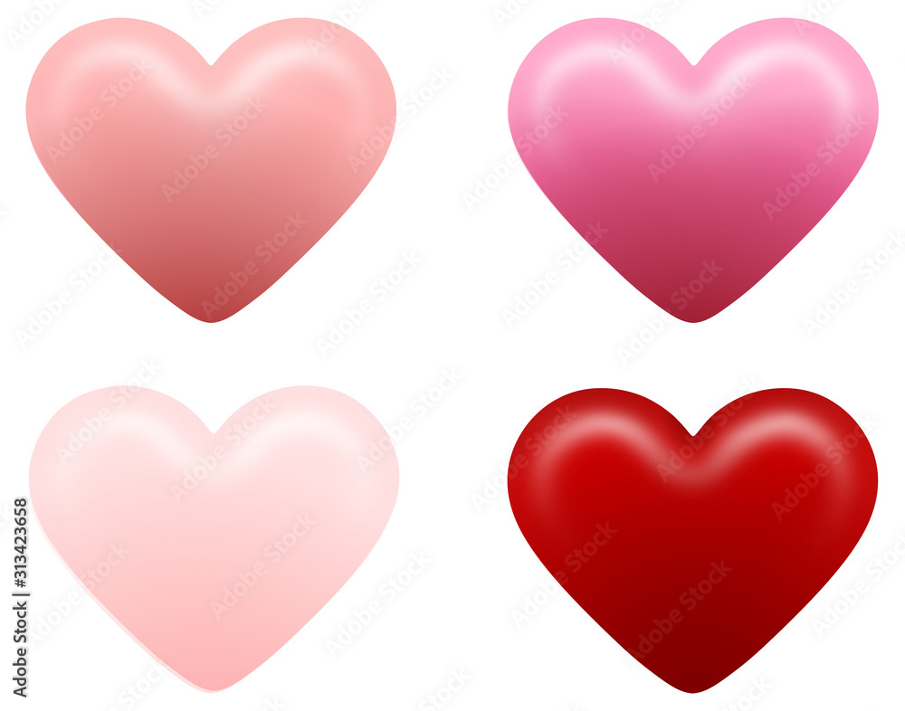 set pink and red hearts for valentine's day  