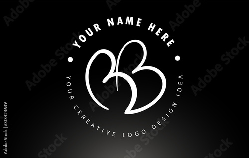 BB Handwritten Letters Logo Design with Circular Letter Pattern. Creative Handwritten Signature Logo Icon