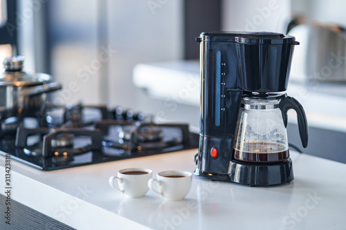 Photo Coffee maker for making and brewing coffee at home