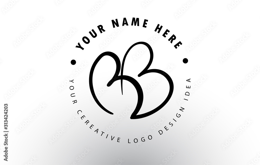 Fotografia BB Handwritten Letters Logo Design with Circular Letter Pattern