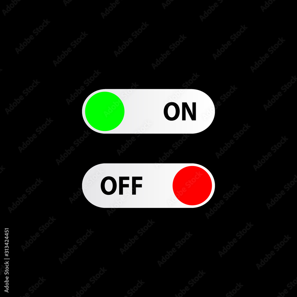 On and Off switch toggle switch button set. Vector illustration