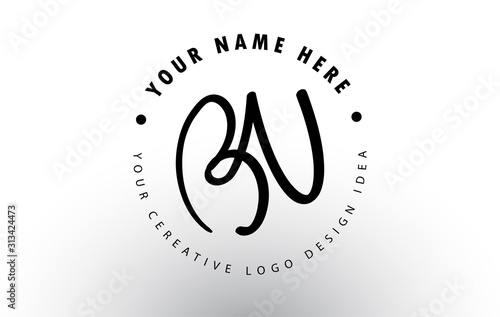 BU Handwritten Letters Logo Design with Circular Letter Pattern. Creative Handwritten Signature Logo Icon