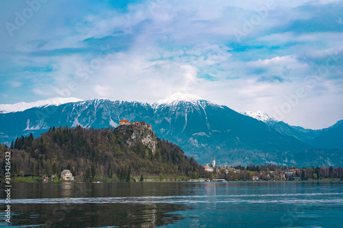 Photography Castle on a Mountain Hill Bled Lake Slovenia Europe Alps