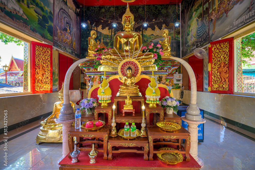 Bang Na, Bangkok / Thailand / January 04, 2020 : Wat Wachiratham Sathit Worawihan. Great little temple in the heart of a Bangkok community.