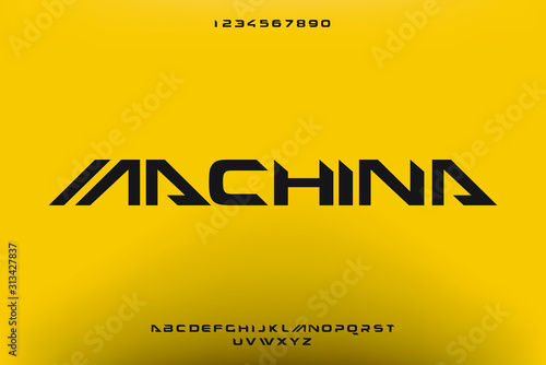 Machina, an Abstract modern minimalist alphabet fonts. technology futuristic industrial creative Typography. vector illustration