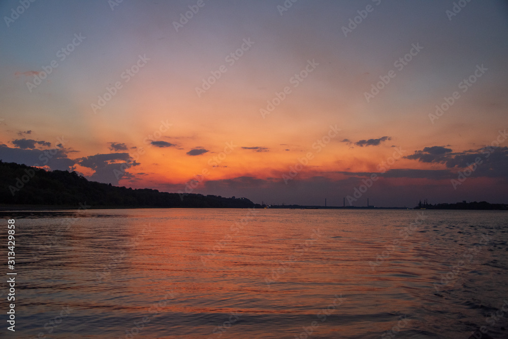 Amazing sunset over the river Amazing sunset over the river