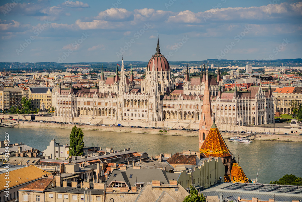 Budapest Hungary Parliament Building Skyline
