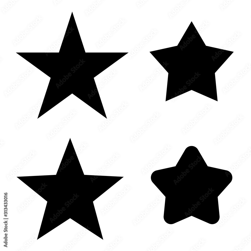 Black Star icon silhouette set. Vector stars Black Star icon silhouette set. Vector stars