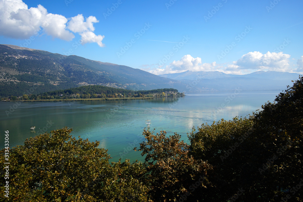 Panoramic view of Pamvotida lake of Ioannina