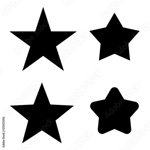 Black Star icon silhouette set. Vector stars