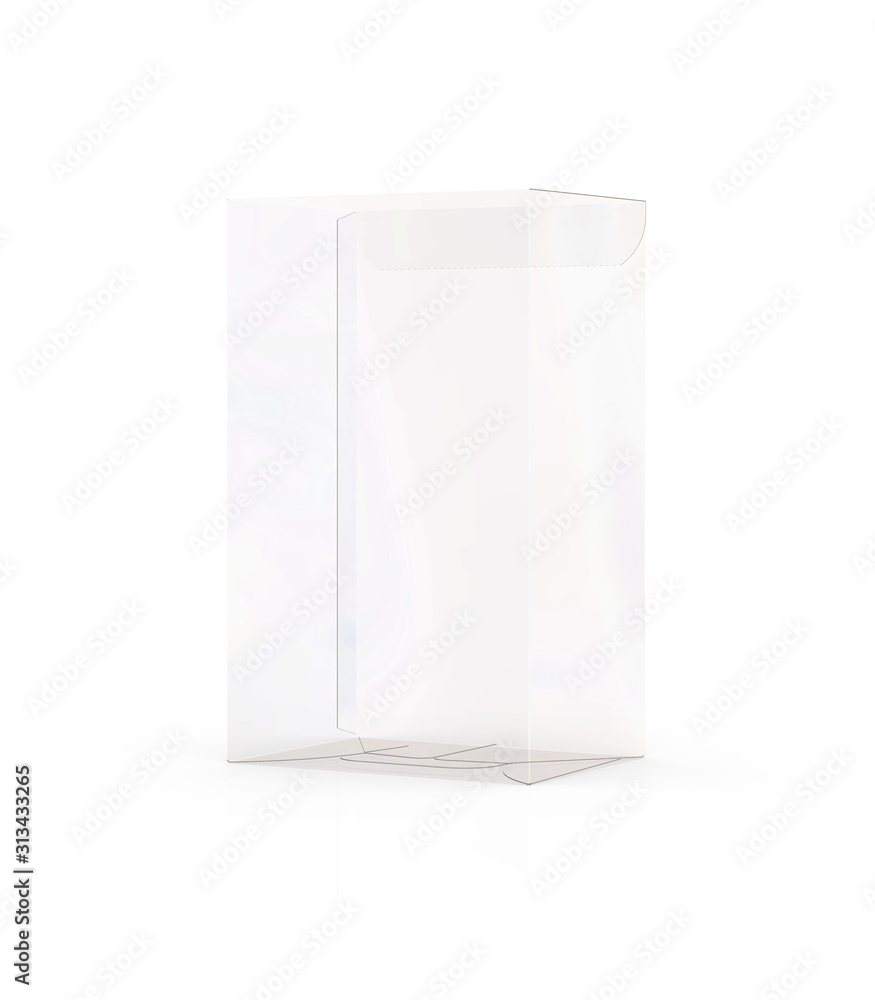 box of transparent plastic on a white background box of transparent plastic on a white background