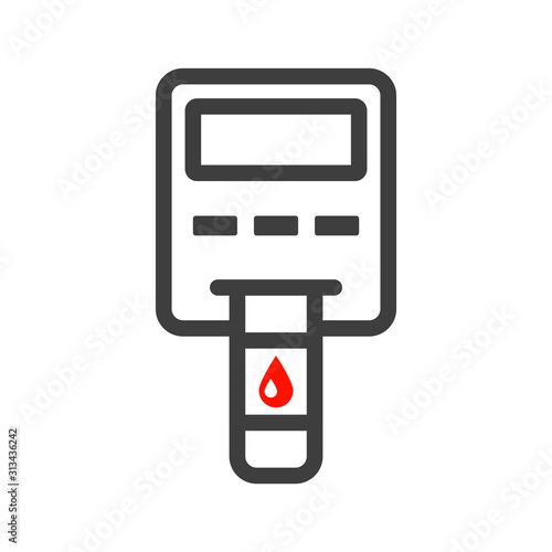 Minimalistic glucometer icon. A medical device for checking blood glucose levels. Isolated vector on a white background