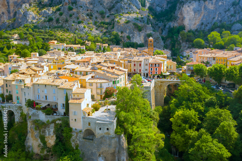 The Village of Moustiers-Sainte-Marie, Provence, Southern France photo