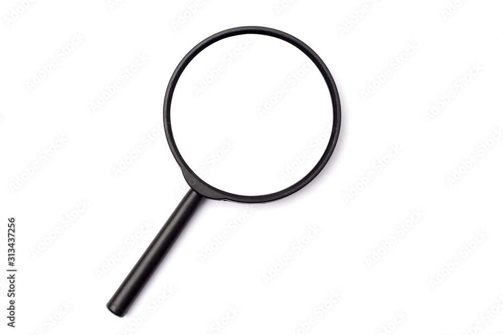 Top view Magnifying glass isolated on white background Top view Magnifying glass isolated on white background