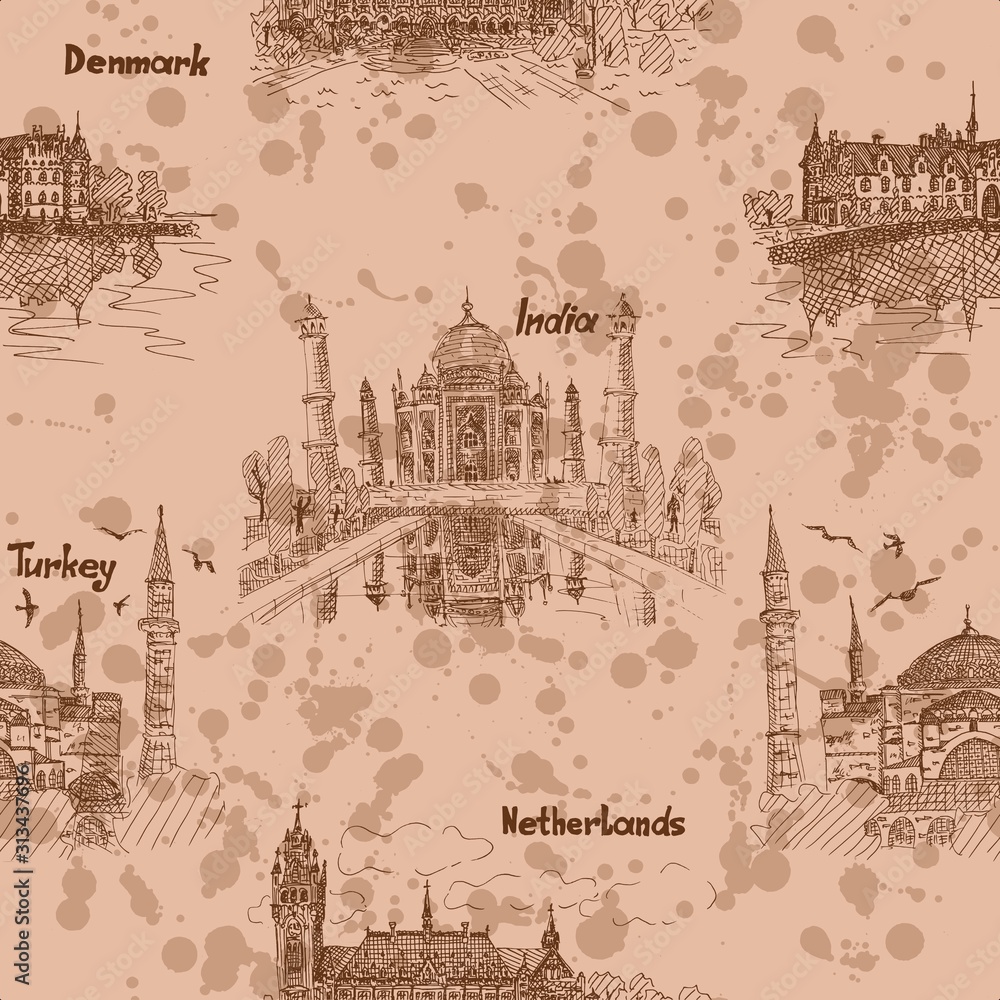 European and Asian Sketch Pattern European and Asian Sketch Pattern