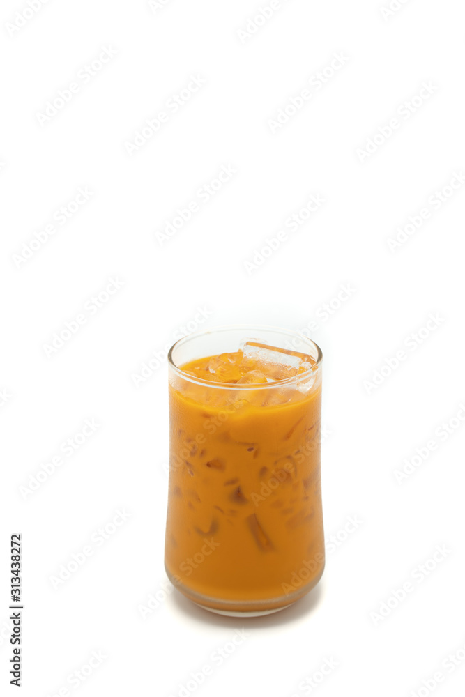 Glass Thai ice tea isolated on white background. Glass Thai ice tea isolated on white background.