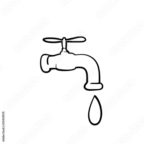 doodle water tap icon vector illustration logo template hand drawn style