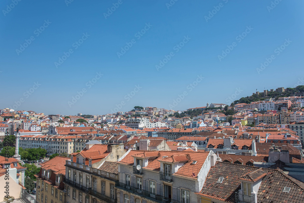 Aerial view of Lisbon, Portugal from Santa Justa viewpoint