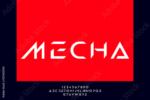 mecha, an Abstract modern minimalist alphabet fonts. technology futuristic industrial creative Typography. vector illustration