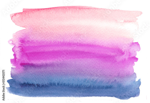 Watercolor hand painted abstract spread color stain illustration texture on white background