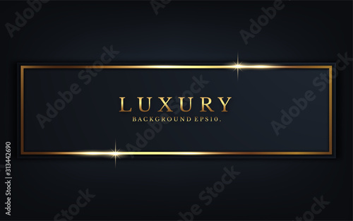 luxury background carbon VIP illustration  3d abstract modern and dark black color with  frame line Gold Sparkles glitter and gradient decoration shapes geometric Polished vector . design elements