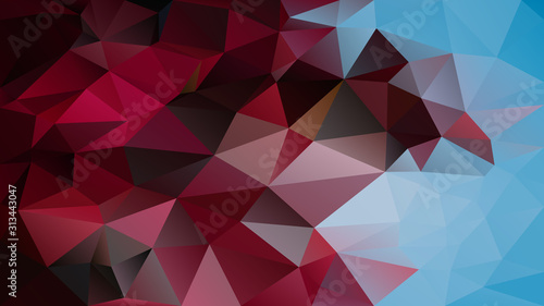 vector abstract irregular polygon background - triangle low poly pattern - color ruby wine red maroon purple sky blue