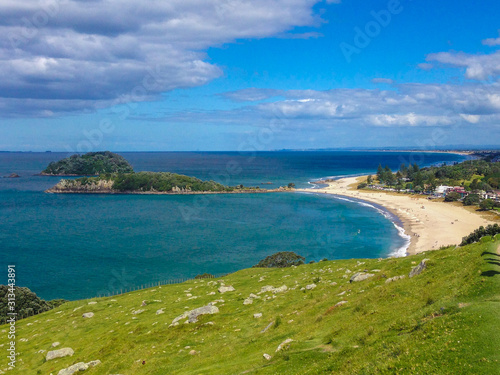 View over Mount Maunganui city from Mount Maunganui on the North Island, New Zealand