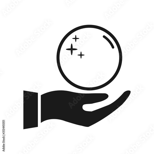Magic fortune telling crystal ball line vector illustration. Vector logo cartoon icon isolated